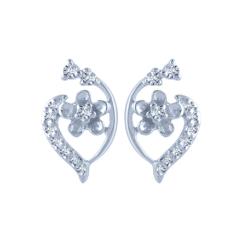 18k (750) White Gold And Diamond Stud Earrings For Women