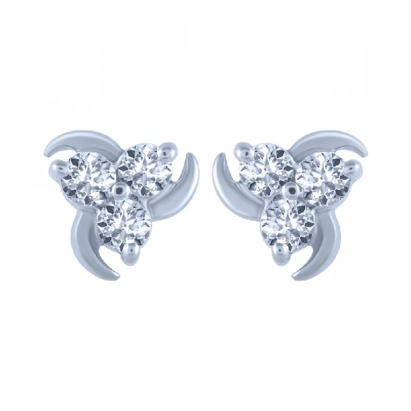 18k (750) White Gold And Diamond Stud Earrings For Women