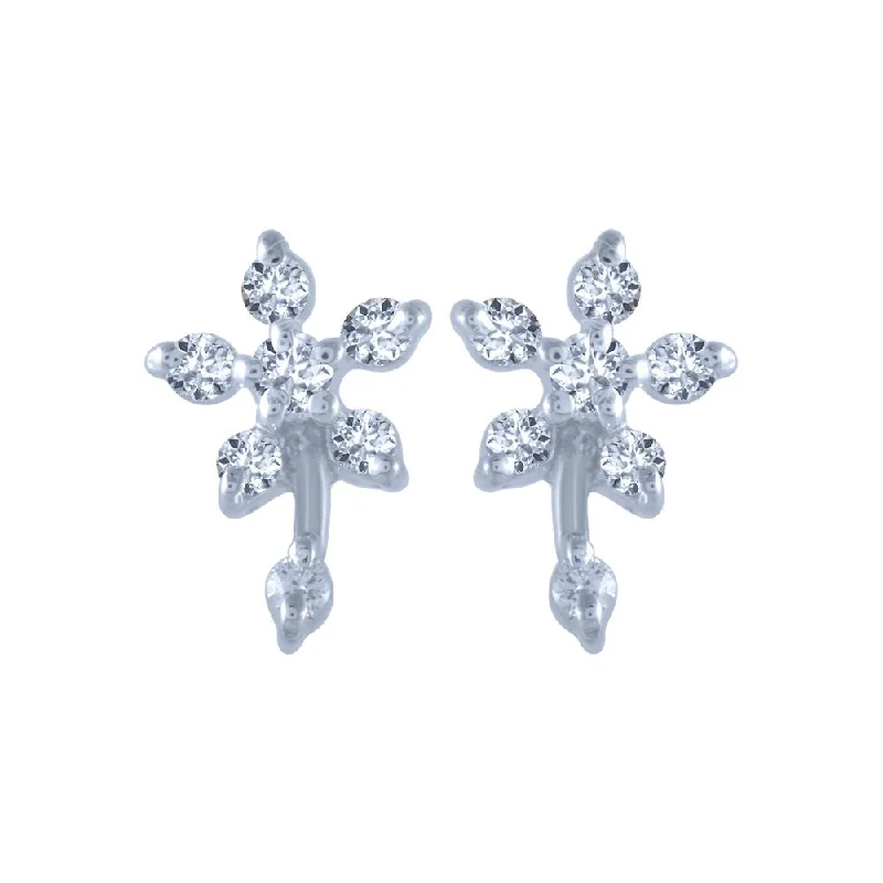 18k (750) White Gold And Diamond Stud Earrings For Women