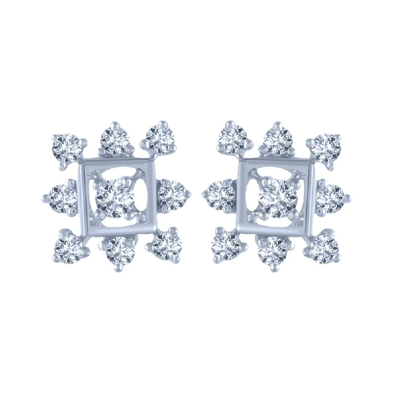 18k (750) White Gold And Diamond Stud Earrings For Women