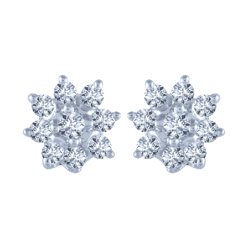 18k (750) White Gold And Diamond Stud Earrings For Women