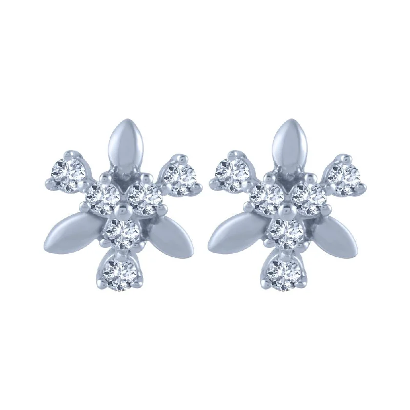 18k (750) White Gold And Diamond Stud Earrings For Women