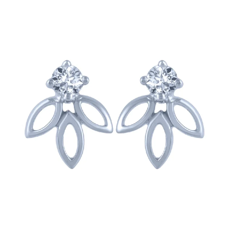 18k (750) White Gold And Diamond Stud Earrings For Women