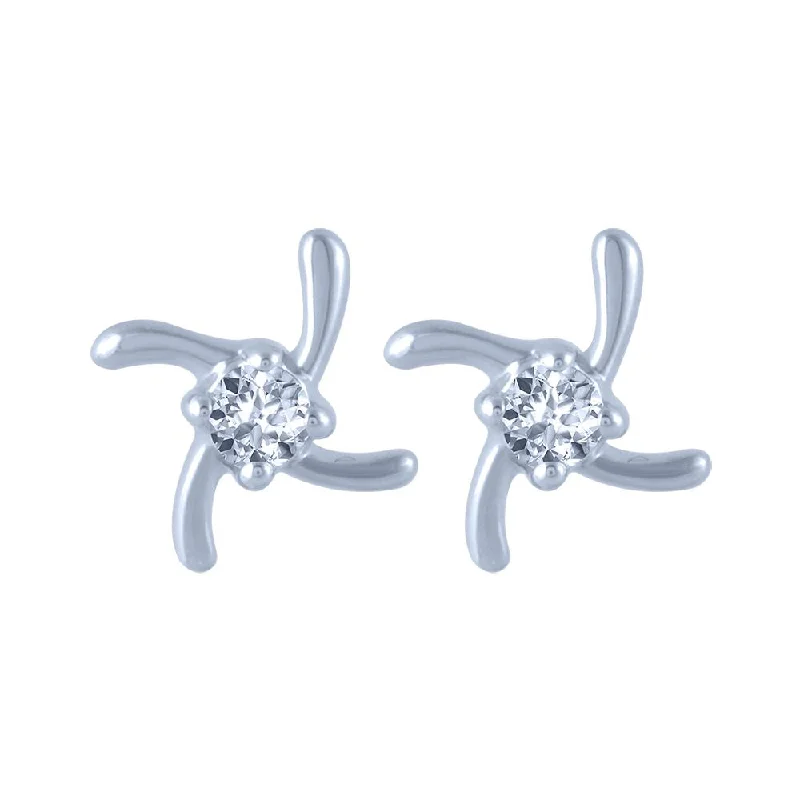 18k (750) White Gold And Diamond Stud Earrings For Women