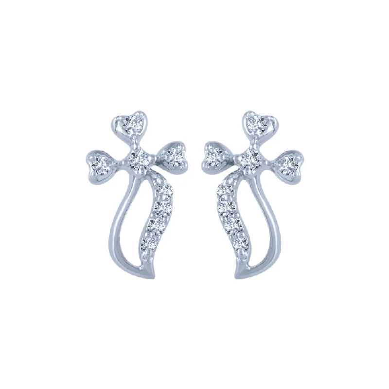 18k (750) White Gold And Diamond Stud Earrings For Women