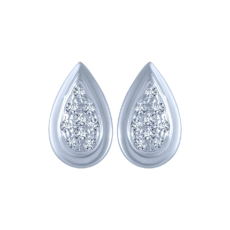 18k (750) White Gold And Diamond Stud Earrings For Women