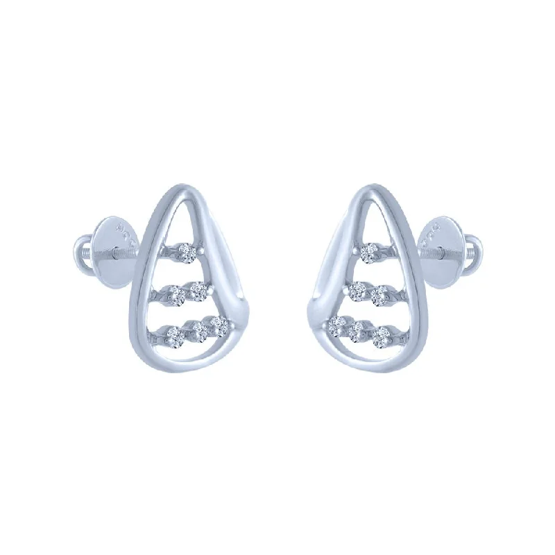 18k (750) White Gold And Diamond Stud Earrings For Women