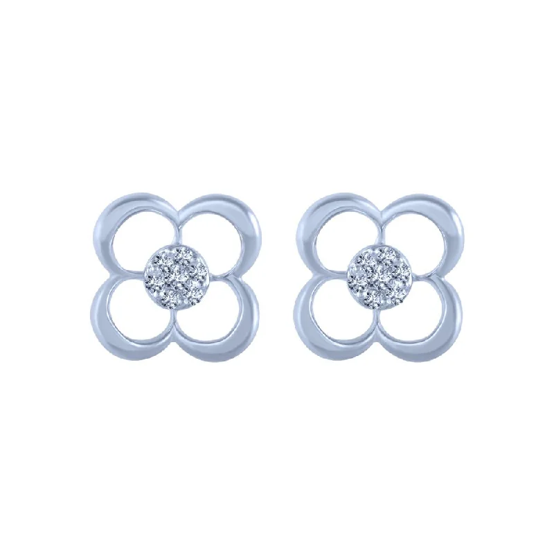 18k (750) White Gold And Diamond Stud Earrings For Women