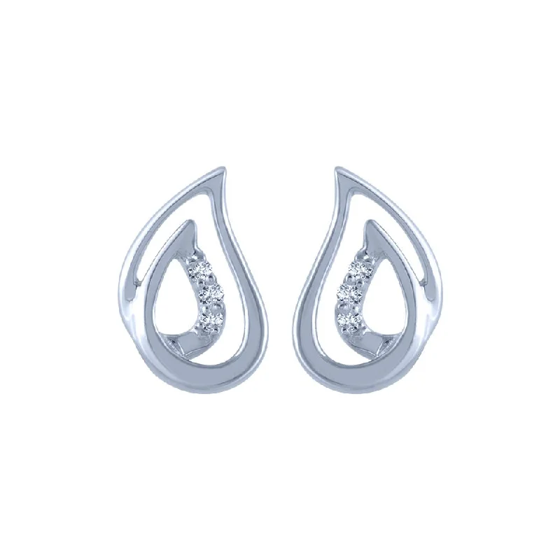 18k (750) White Gold And Diamond Stud Earrings For Women