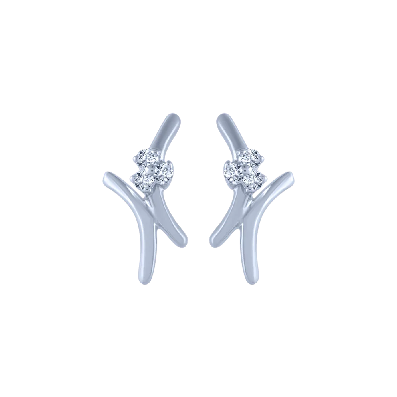 18k (750) White Gold And Diamond Stud Earrings For Women