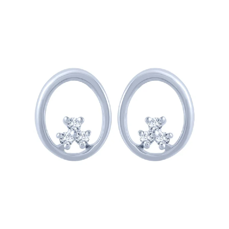 18k (750) White Gold And Diamond Stud Earrings For Women