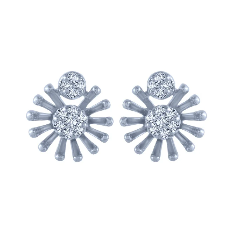 18k (750) White Gold And Diamond Stud Earrings For Women