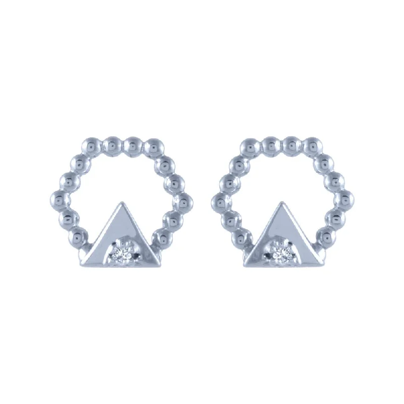 18k (750) White Gold And Diamond Stud Earrings For Women