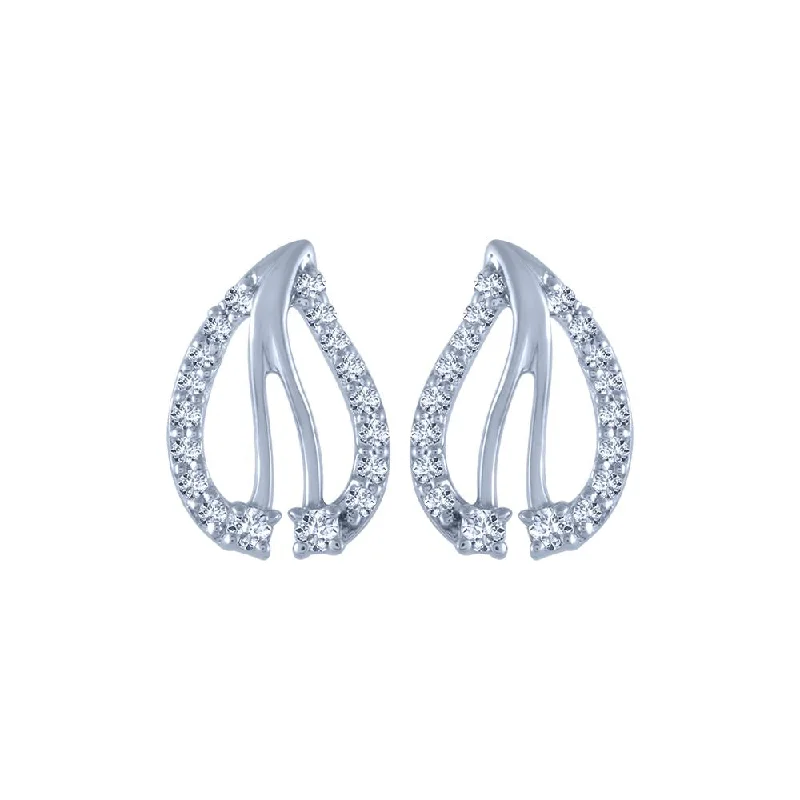 18k (750) White Gold And Diamond Stud Earrings For Women