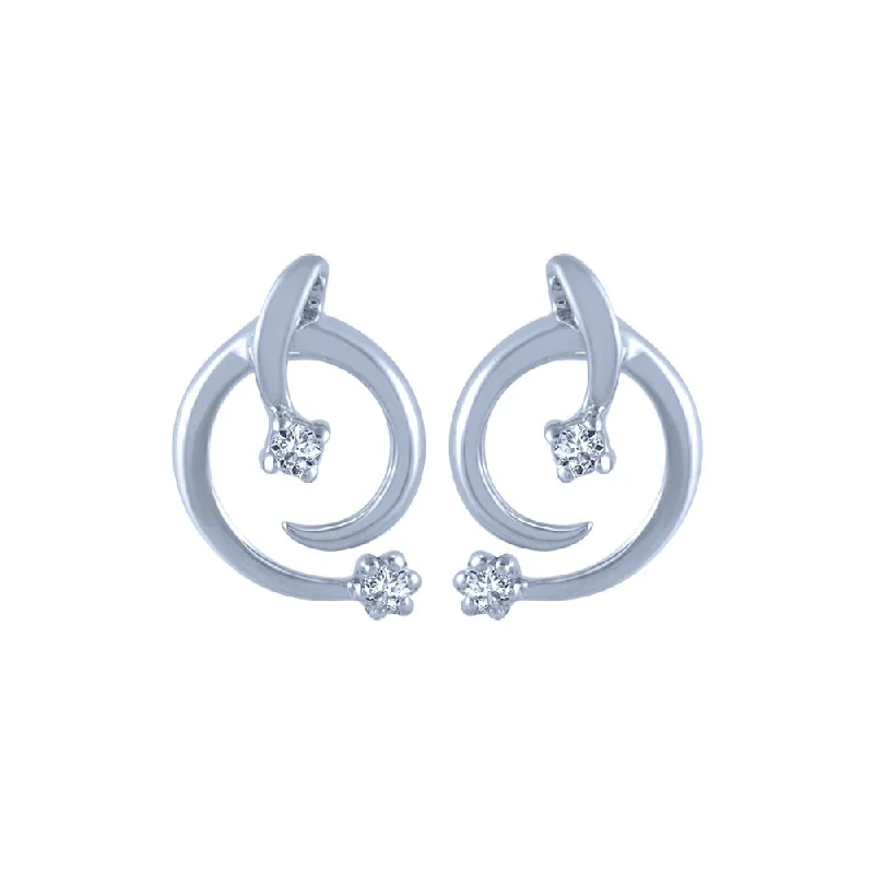 18k (750) White Gold And Diamond Stud Earrings For Women