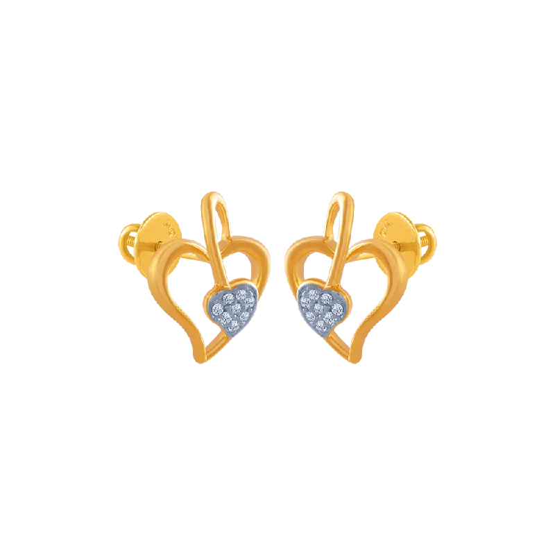 18k (750) Yellow Gold And Diamond Stud Earrings For Women