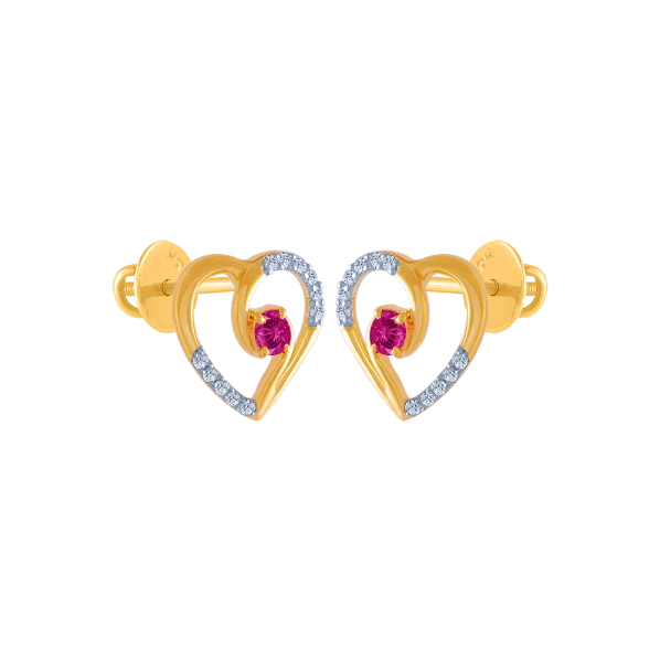 18k (750) Yellow Gold And Diamond Stud Earrings For Women