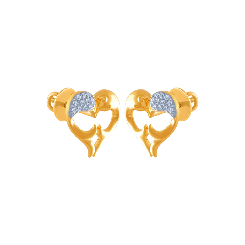 18k (750) Yellow Gold And Diamond Stud Earrings For Women