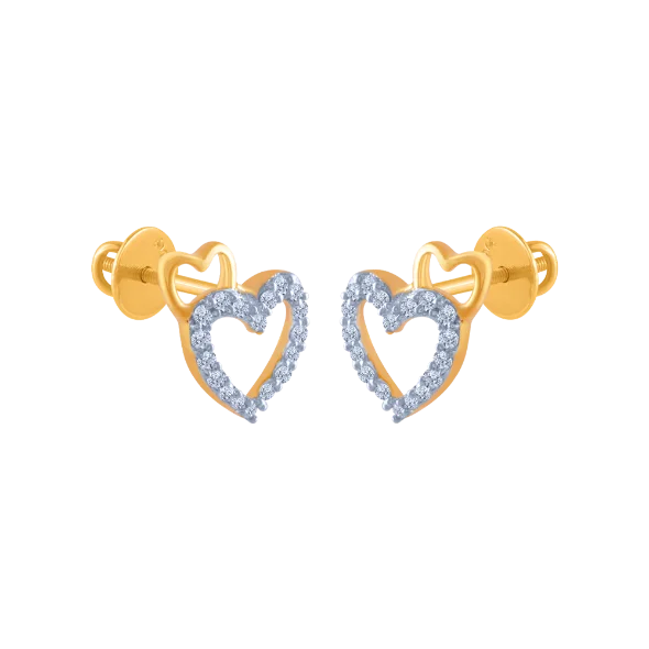 18k (750) Yellow Gold And Diamond Stud Earrings For Women