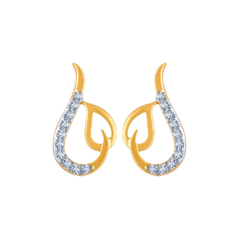 18k (750) Yellow Gold And Diamond Stud Earrings For Women