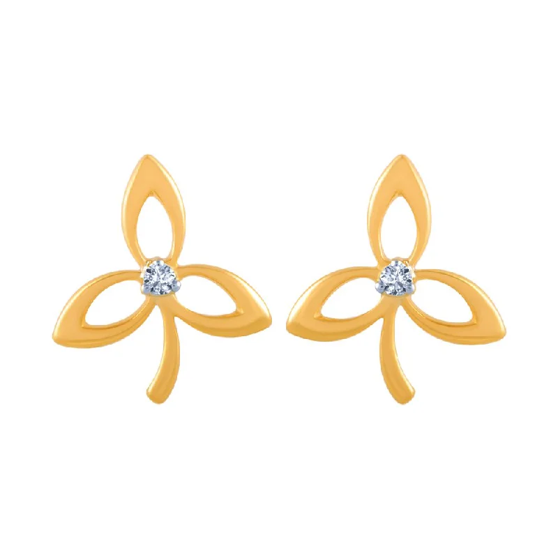 18k (750) Yellow Gold And Diamond Stud Earrings For Women