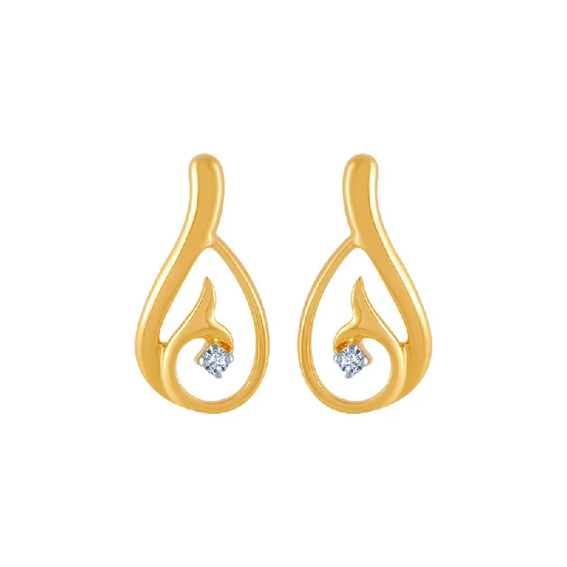 18k (750) Yellow Gold And Diamond Stud Earrings For Women