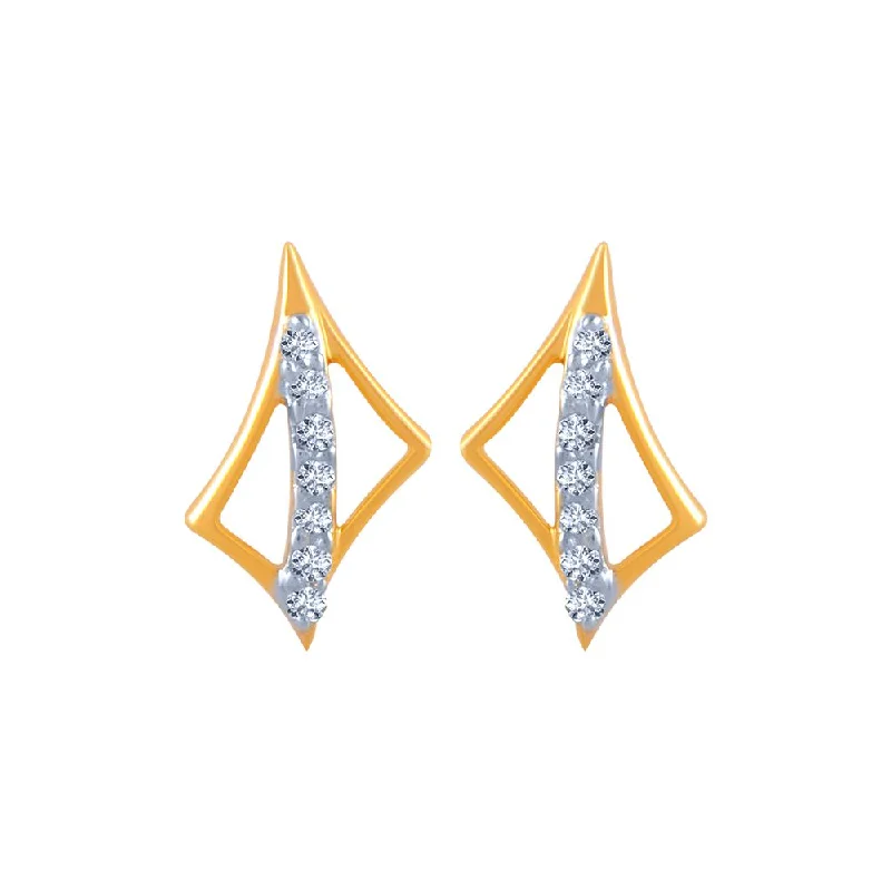 18k (750) Yellow Gold And Diamond Stud Earrings For Women