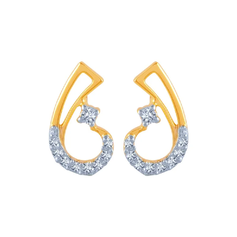 18k (750) Yellow Gold And Diamond Stud Earrings For Women