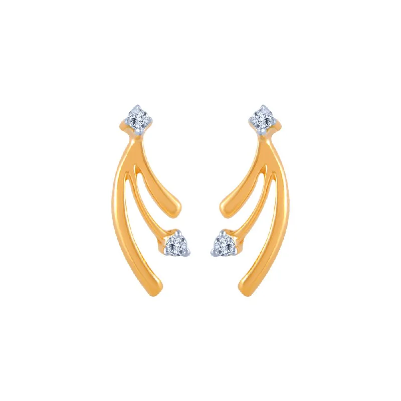 18k (750) Yellow Gold And Diamond Stud Earrings For Women