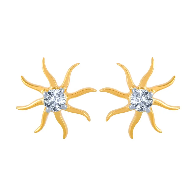 18k (750) Yellow Gold And Diamond Stud Earrings For Women