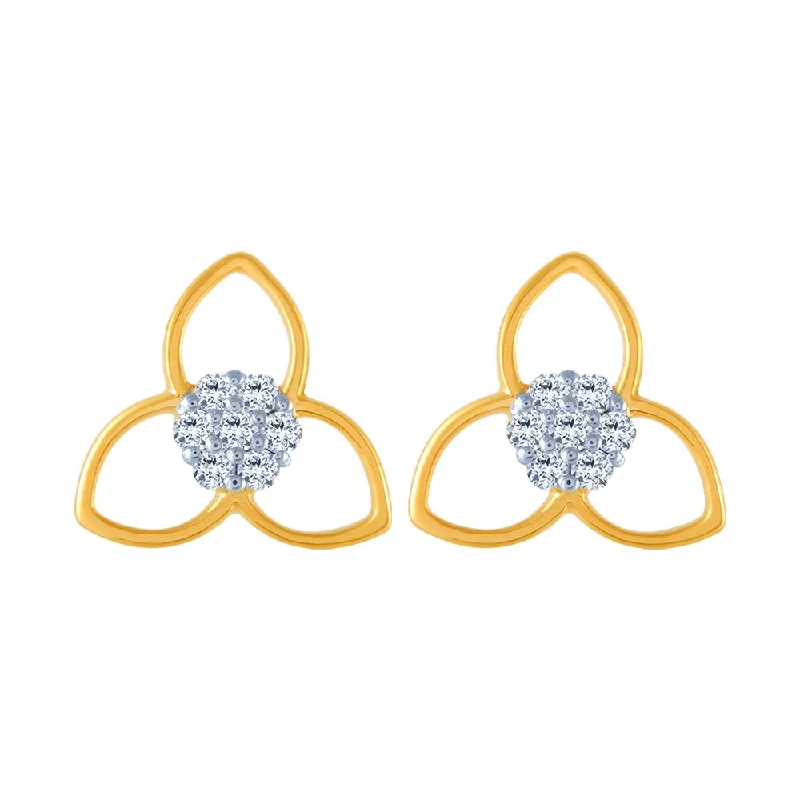 18k (750) Yellow Gold And Diamond Stud Earrings For Women