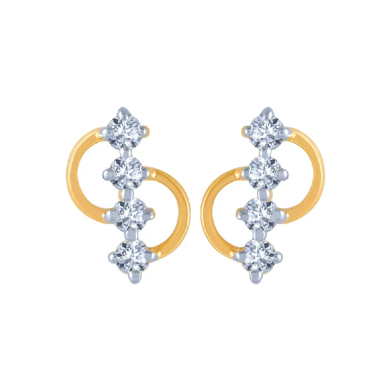 18k (750) Yellow Gold And Diamond Stud Earrings For Women