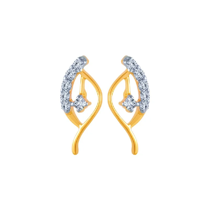 18k (750) Yellow Gold And Diamond Stud Earrings For Women