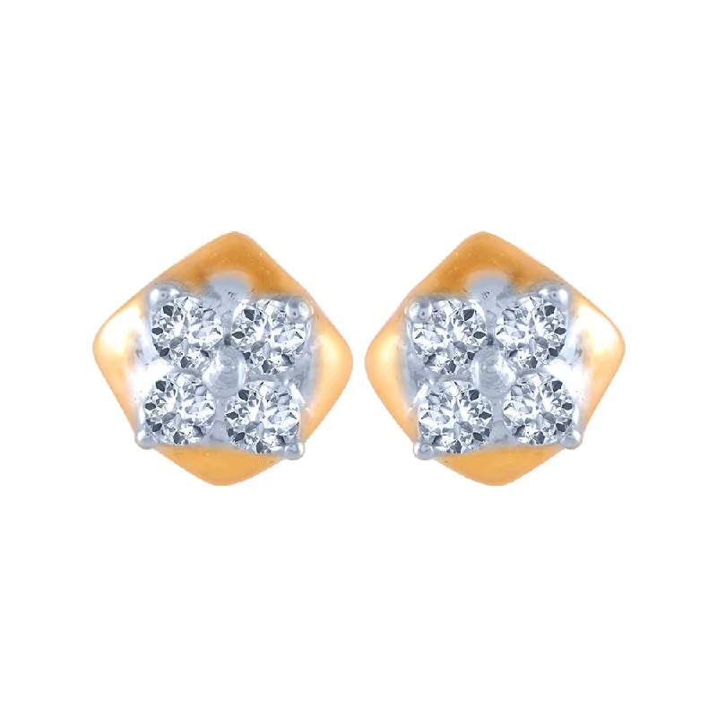 18k (750) Yellow Gold And Diamond Stud Earrings For Women