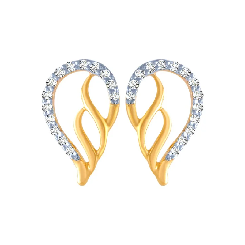 18k (750) Yellow Gold And Diamond Stud Earrings For Women