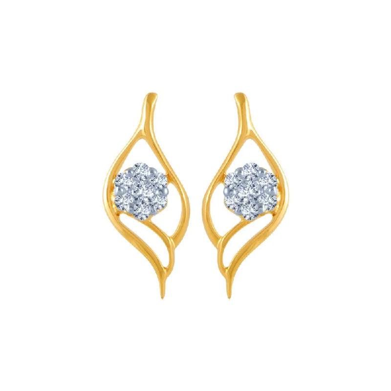 18k (750) Yellow Gold And Diamond Stud Earrings For Women