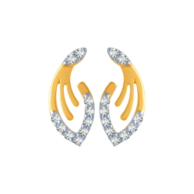 18k (750) Yellow Gold And Diamond Stud Earrings For Women