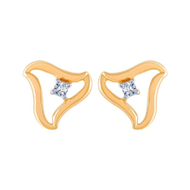 18k (750) Yellow Gold And Diamond Stud Earrings For Women