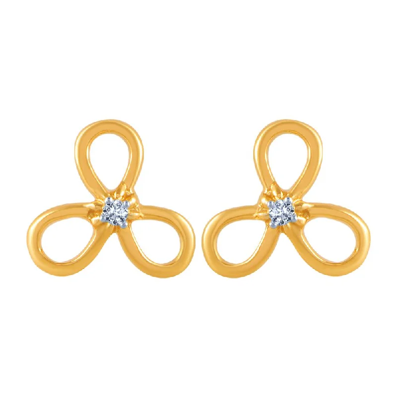 18k (750) Yellow Gold And Diamond Stud Earrings For Women