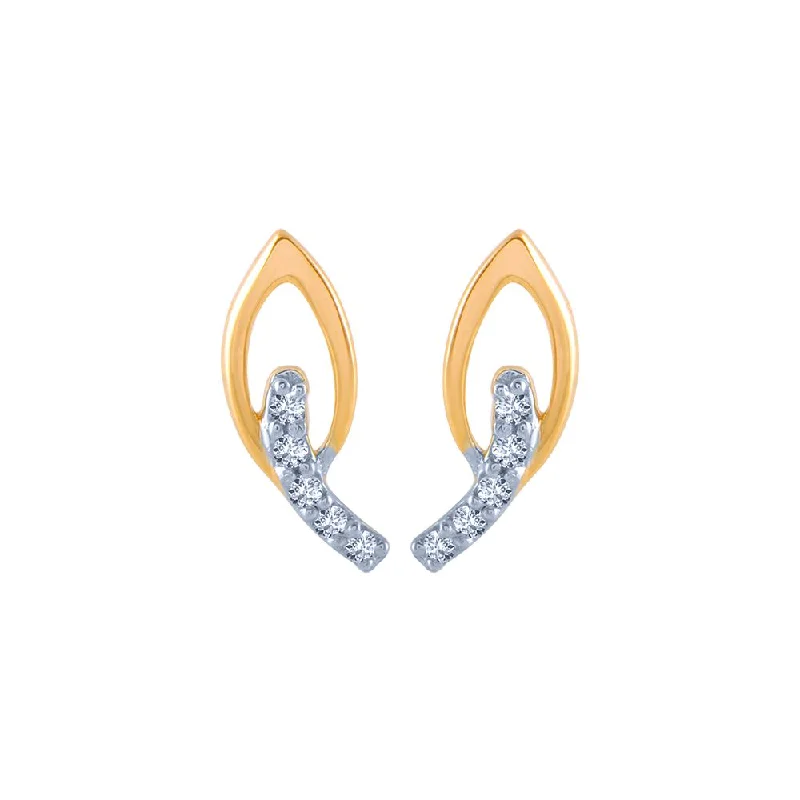 18k (750) Yellow Gold And Diamond Stud Earrings For Women