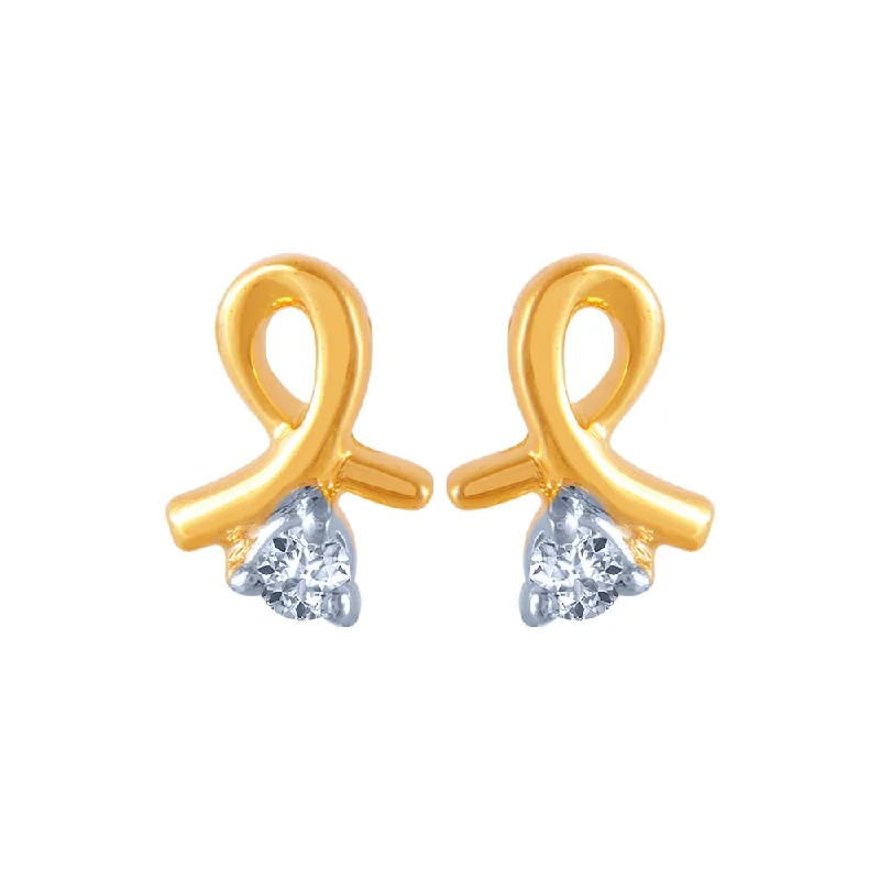 18k (750) Yellow Gold And Diamond Stud Earrings For Women