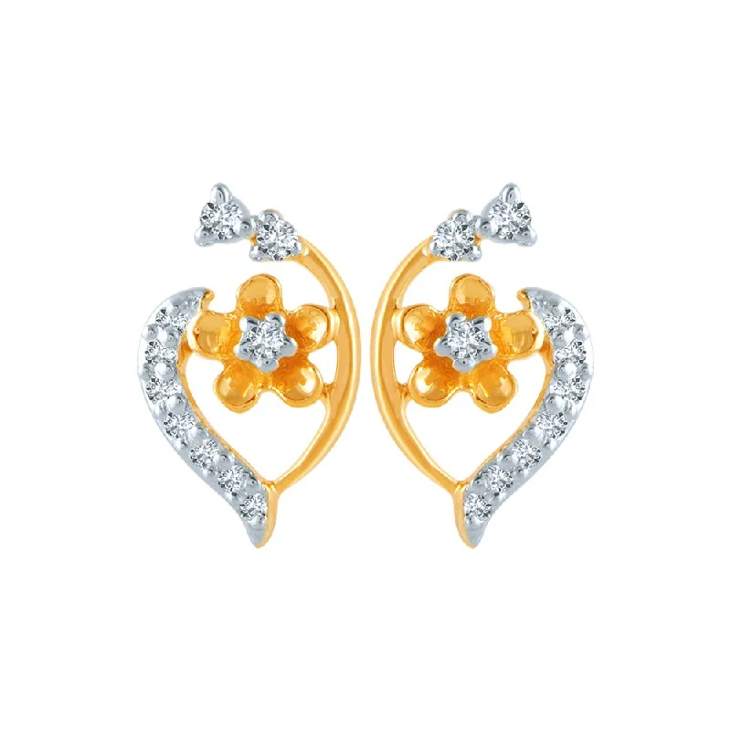 18k (750) Yellow Gold And Diamond Stud Earrings For Women