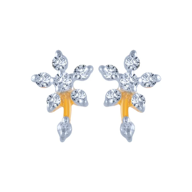 18k (750) Yellow Gold And Diamond Stud Earrings For Women