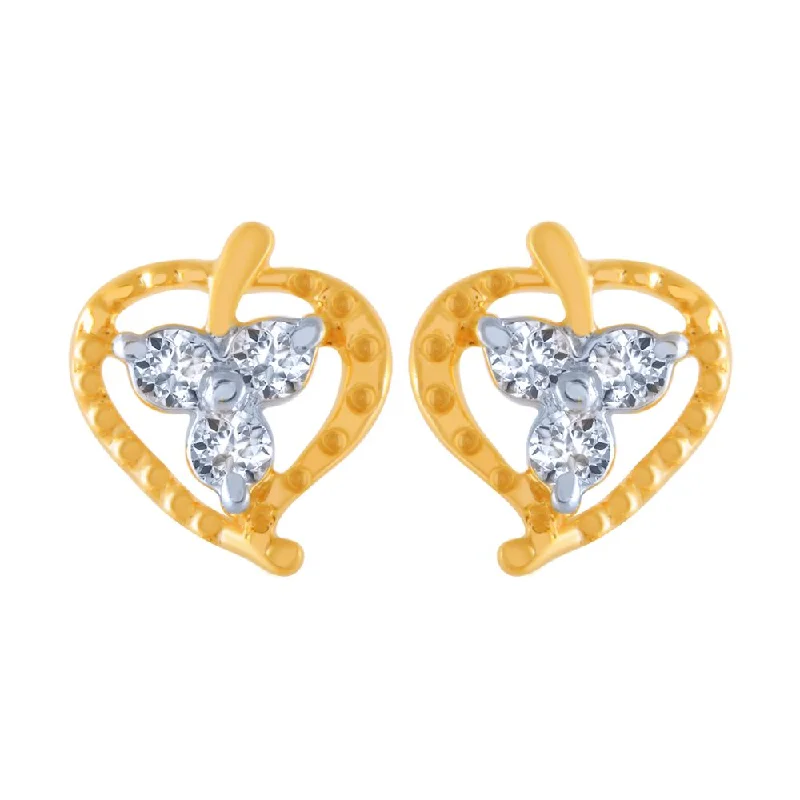 18k (750) Yellow Gold And Diamond Stud Earrings For Women