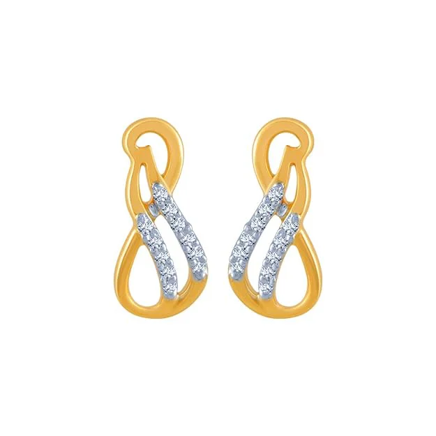 18k (750) Yellow Gold And Diamond Stud Earrings For Women