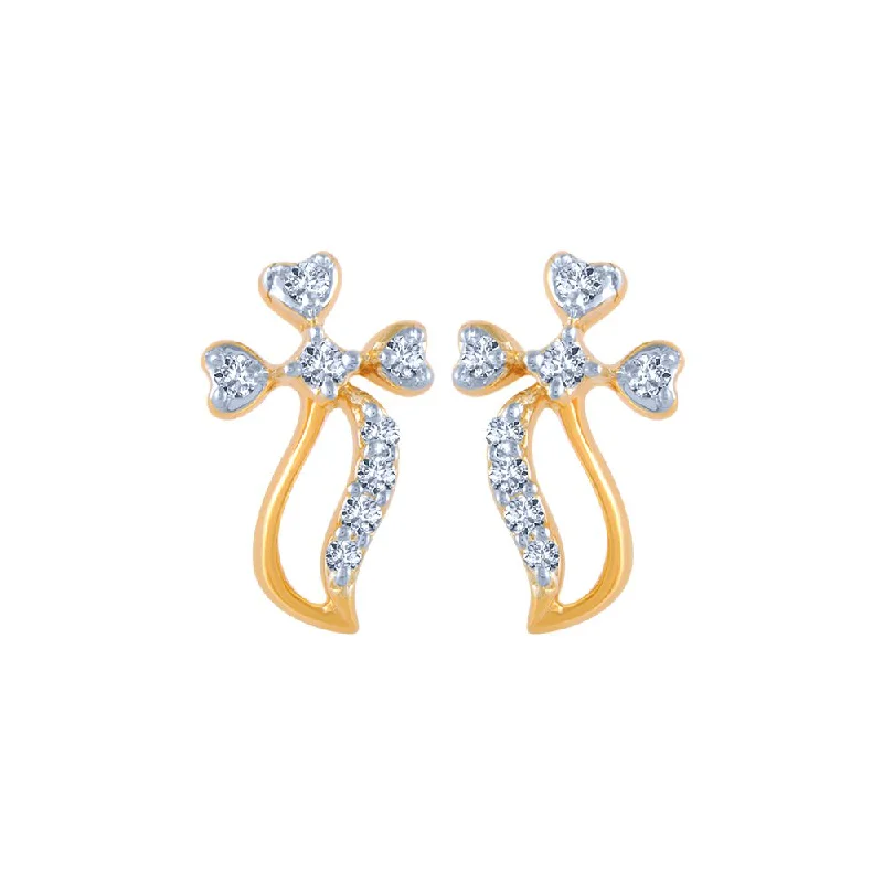 18k (750) Yellow Gold And Diamond Stud Earrings For Women