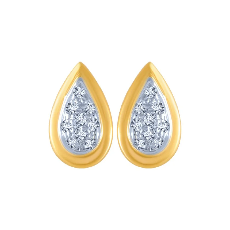 18k (750) Yellow Gold And Diamond Stud Earrings For Women