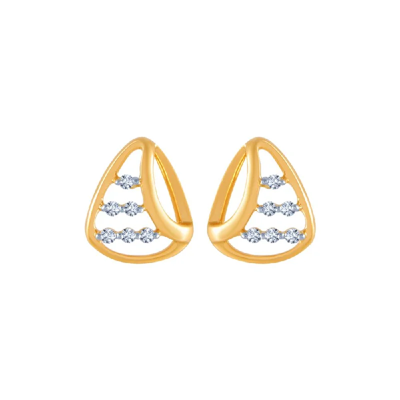 18k (750) Yellow Gold And Diamond Stud Earrings For Women