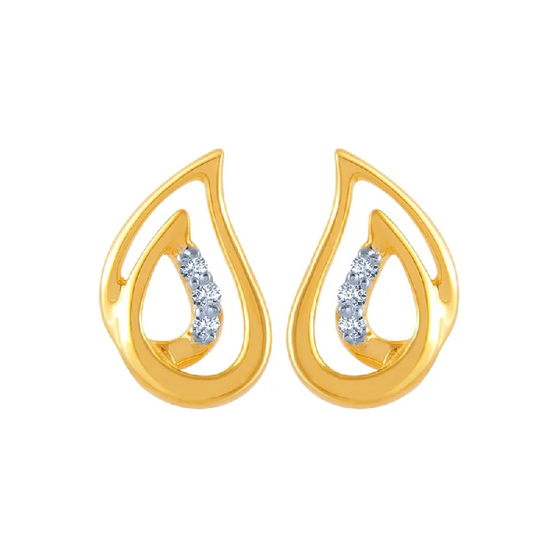 18k (750) Yellow Gold And Diamond Stud Earrings For Women