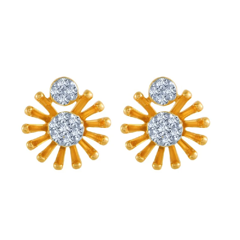 18k (750) Yellow Gold And Diamond Stud Earrings For Women